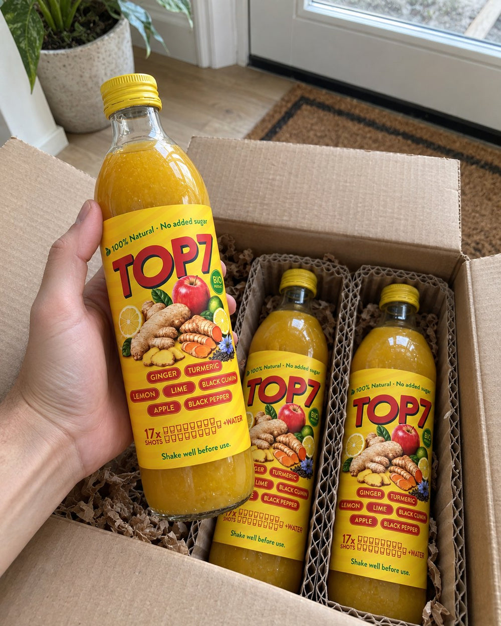 TOP 7 bottles safely packed in a delivery box