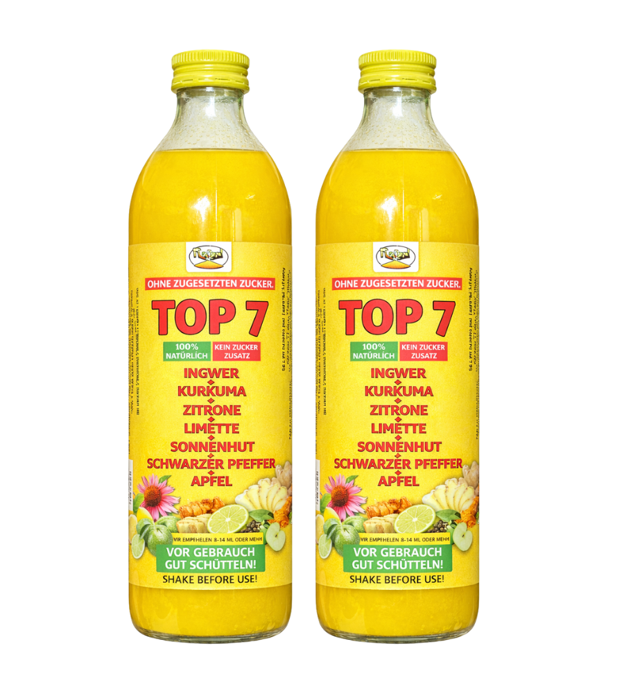 TOP 7 (Ingwer, Kurkuma, Zitrone, Limette, amerikanische Echinacea, schwarzer Pfeffer, Apfel)