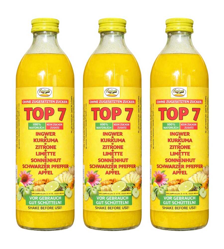 TOP 7 (Ingwer, Kurkuma, Zitrone, Limette, amerikanische Echinacea, schwarzer Pfeffer, Apfel)