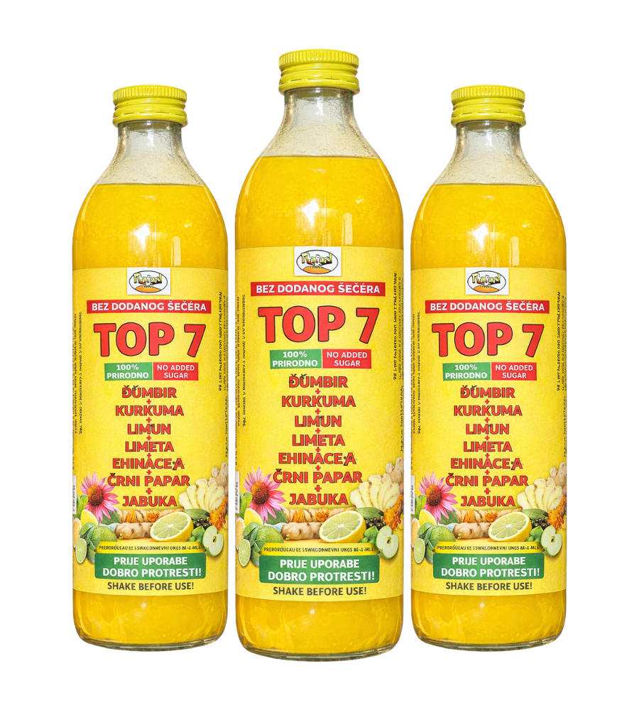 TOP 7 (đumbir, kurkuma, limun, limeta, američka ehinacea, crni papar, jabuka)